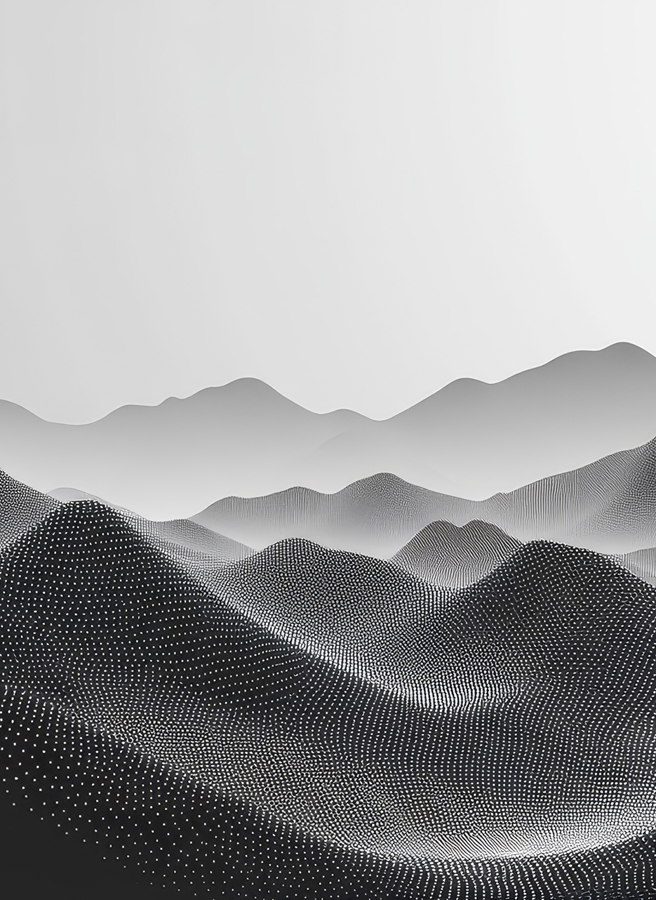 Abstract digital mountain landscape symbolizing Vista Technologies creativity and growth in web design and development